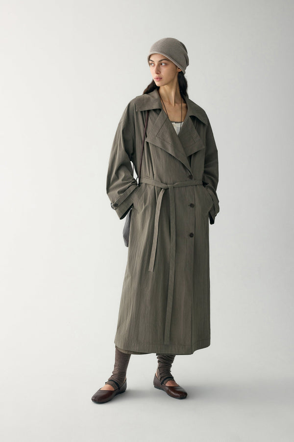 Elena | Trench Largo con Solapa Ancha