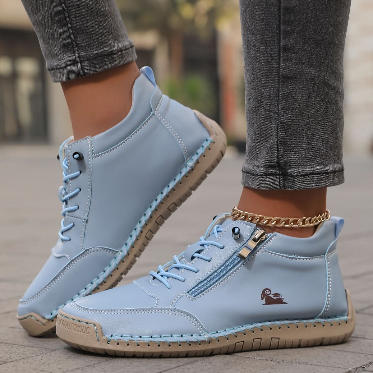 Belén | Zapatillas con Cremallera Lateral y Suela Masajeadora