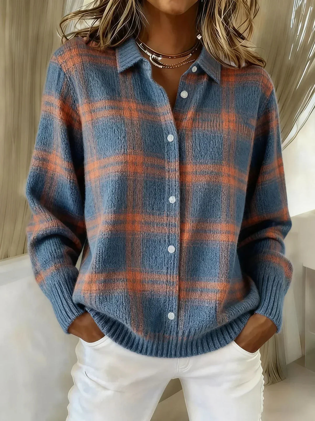 Bárbara | Chaqueta de Punto de Cuadros