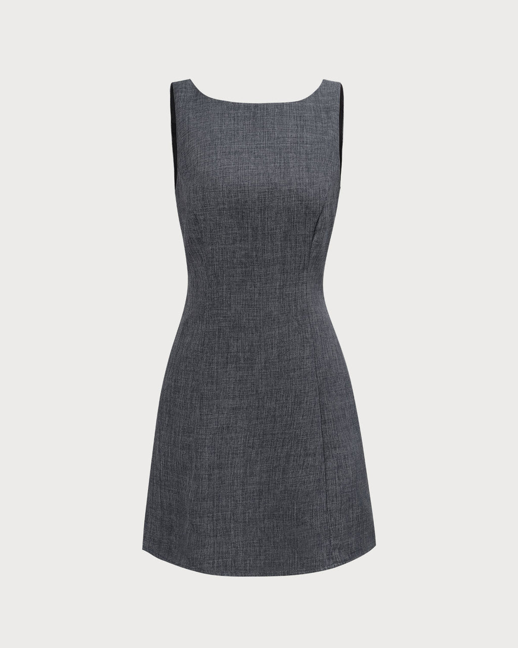 Minivestido Gris Sin Mangas con Escote Barco