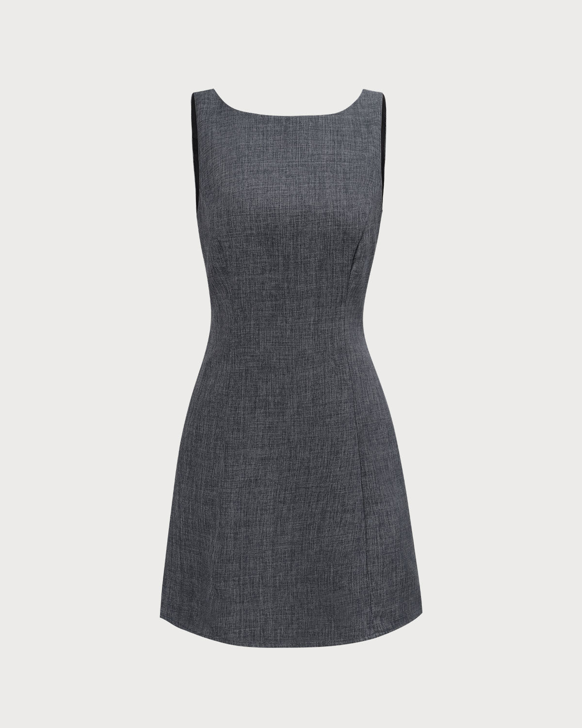 Minivestido Gris Sin Mangas con Escote Barco