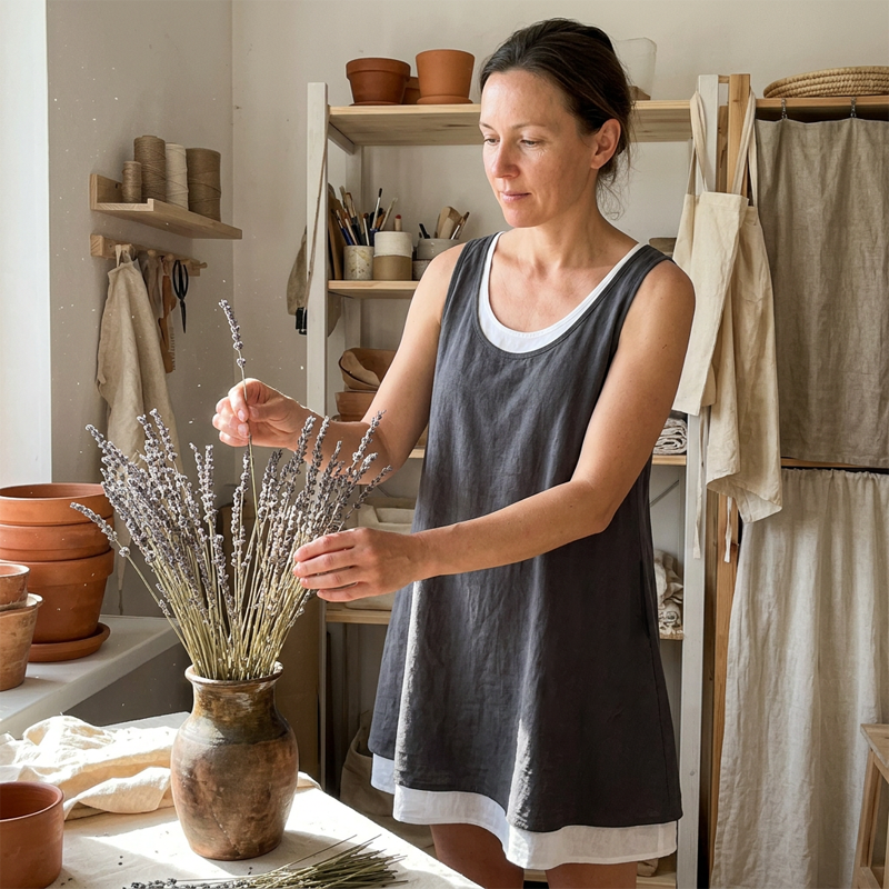 Nora | Vestido Dos Piezas de Tirantes, Corte Amplio y Cómodo