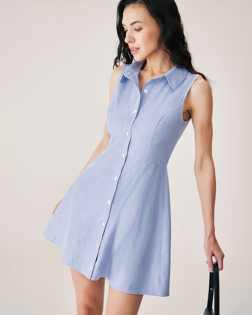 Minivestido Azul de Rayas con Botones