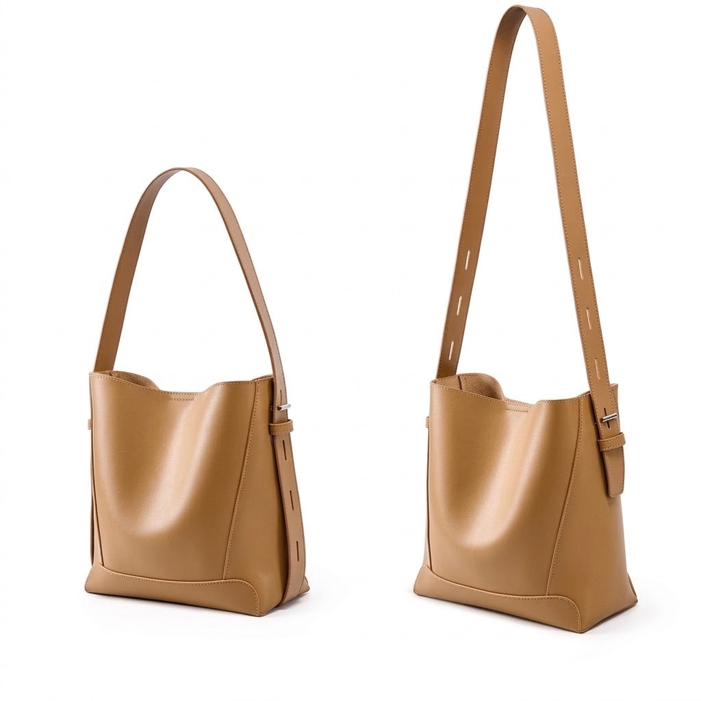 Carlota | Bolso Saco de Piel Auténtica con Bandolera Ajustable