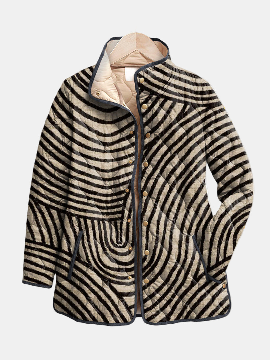 Isabel | Chaqueta Acolchada Retro con Estampado de Círculos