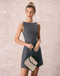 Minivestido Gris Sin Mangas con Escote Barco