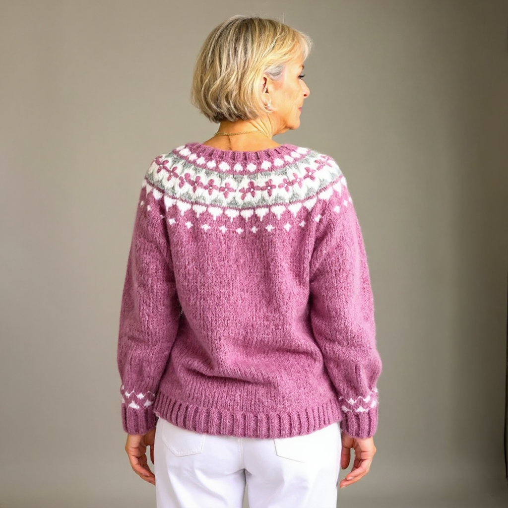 Olga | Cárdigan de Punto Nórdico con Canesú Jacquard