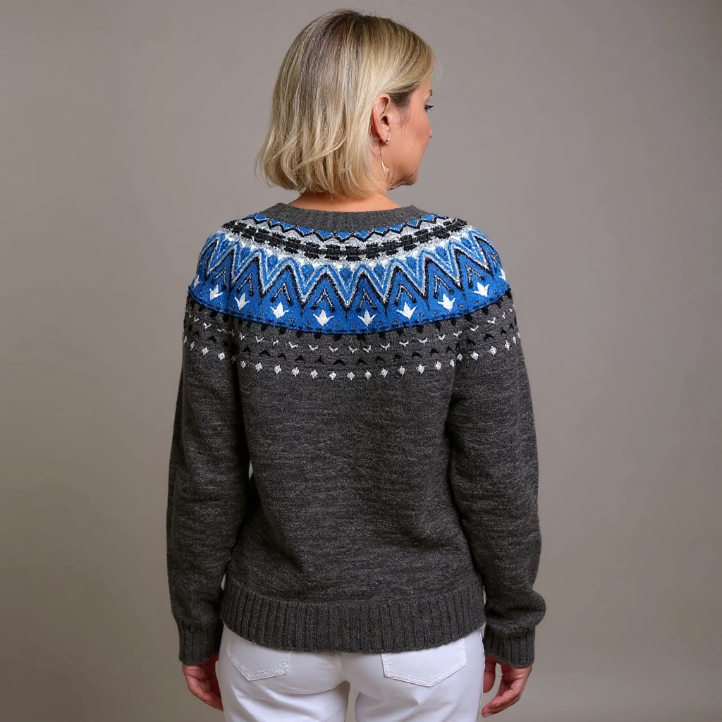 Ramona | Cárdigan de Punto Jacquard Estilo Fair Isle