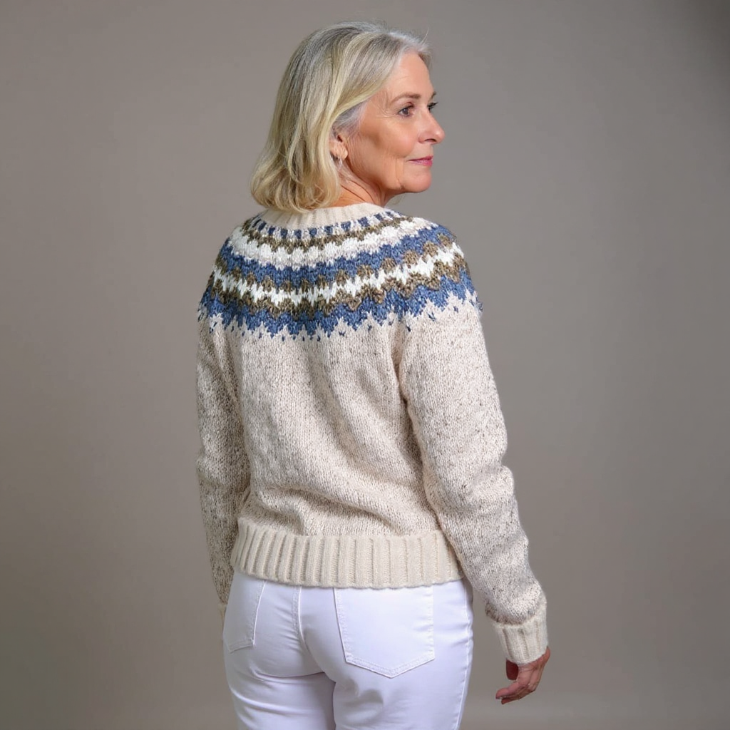 Lena | Cárdigan de Punto Islandés con Canesú de Colores
