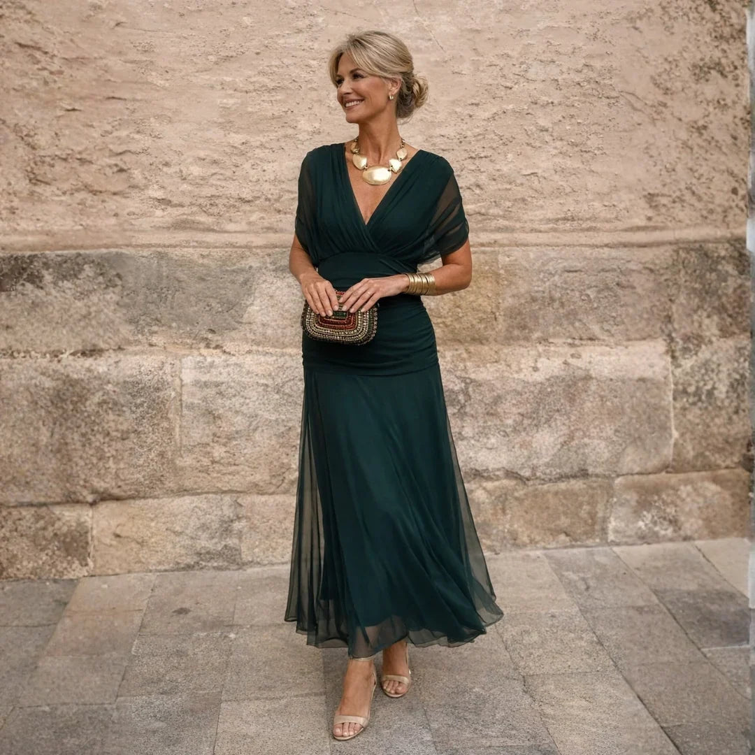 Elisa | Vestido Largo Plisado en Verde