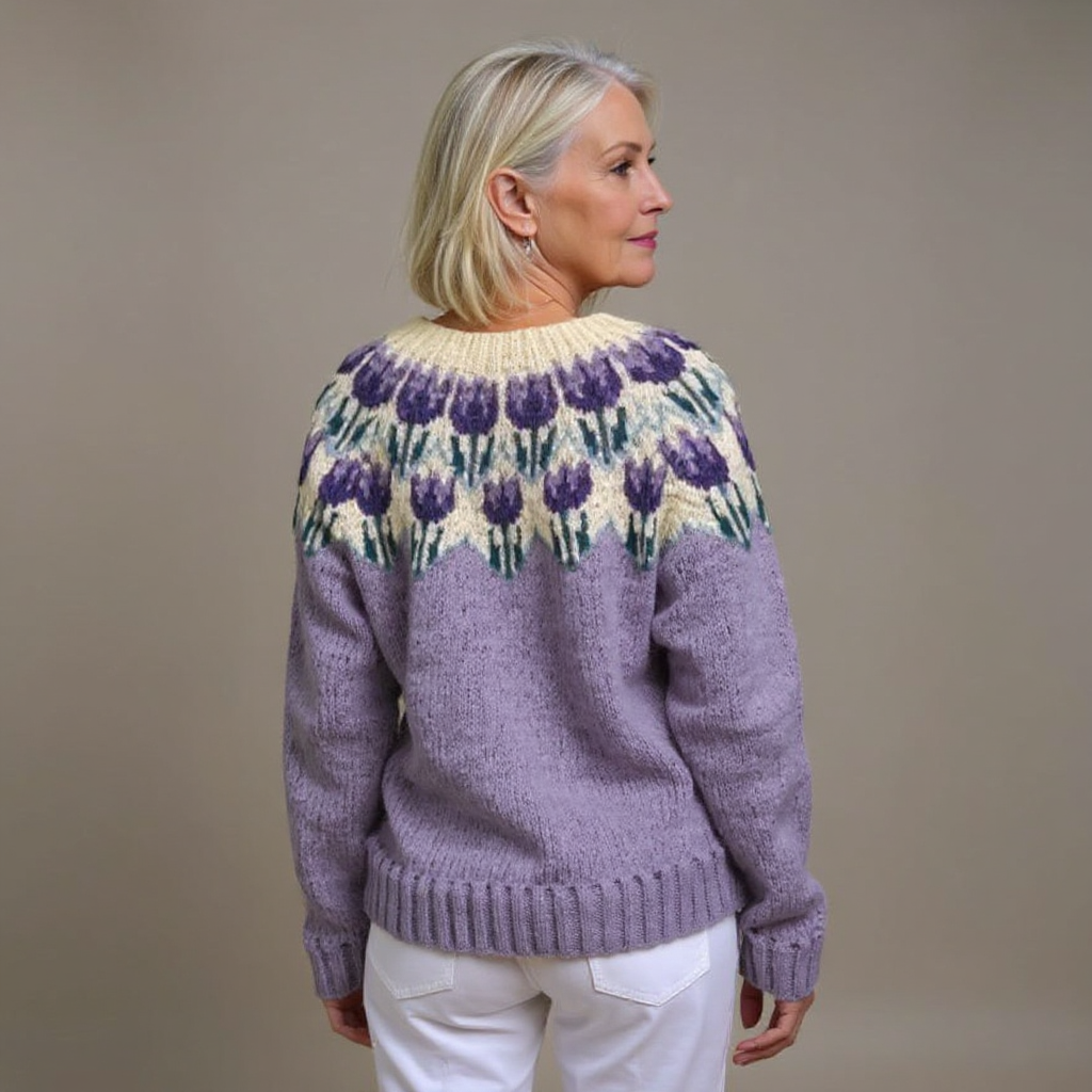 Nélida | Cárdigan de Punto Folk con Canesú Estampado
