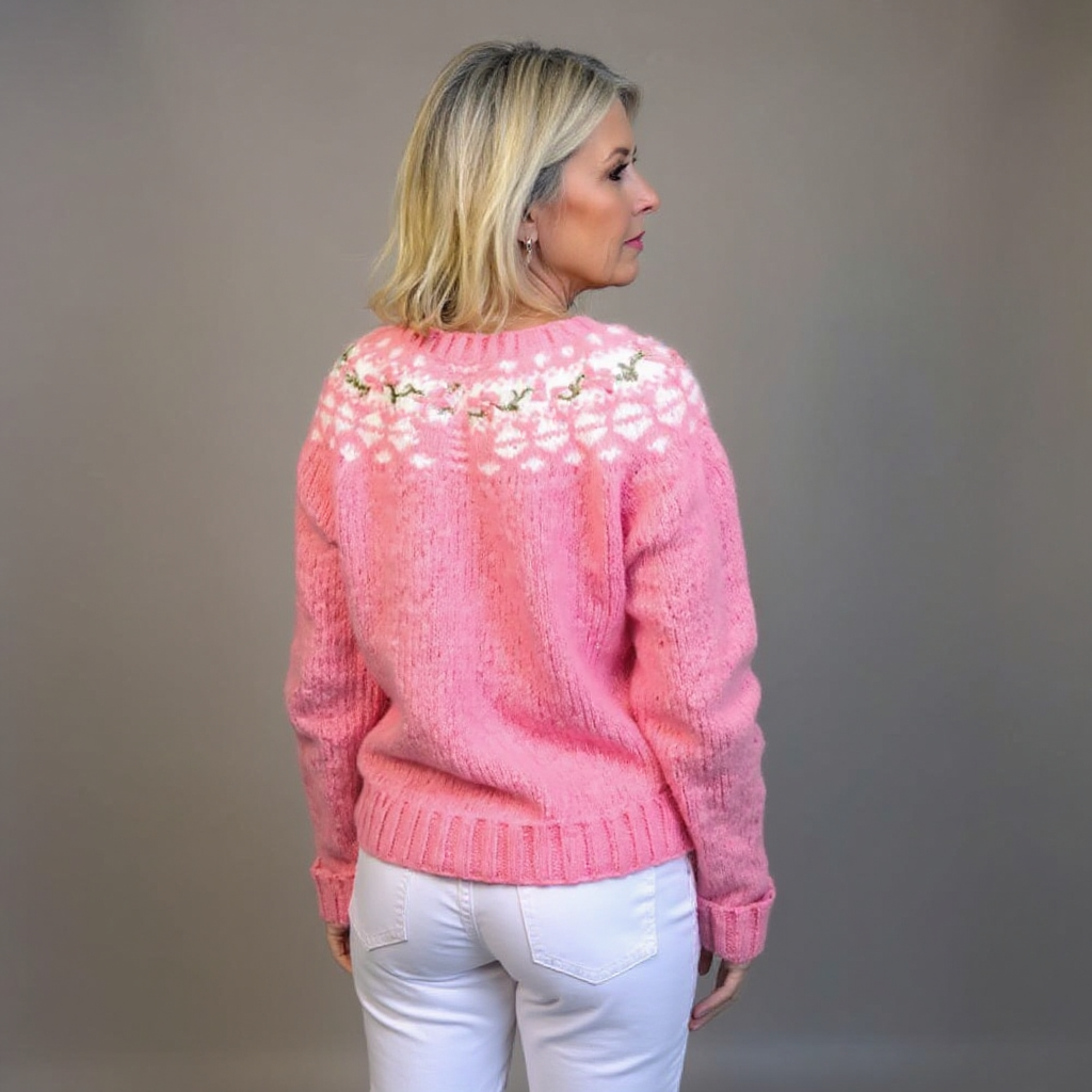 Susana | Cárdigan de Punto Islandés con Canesú de Colores