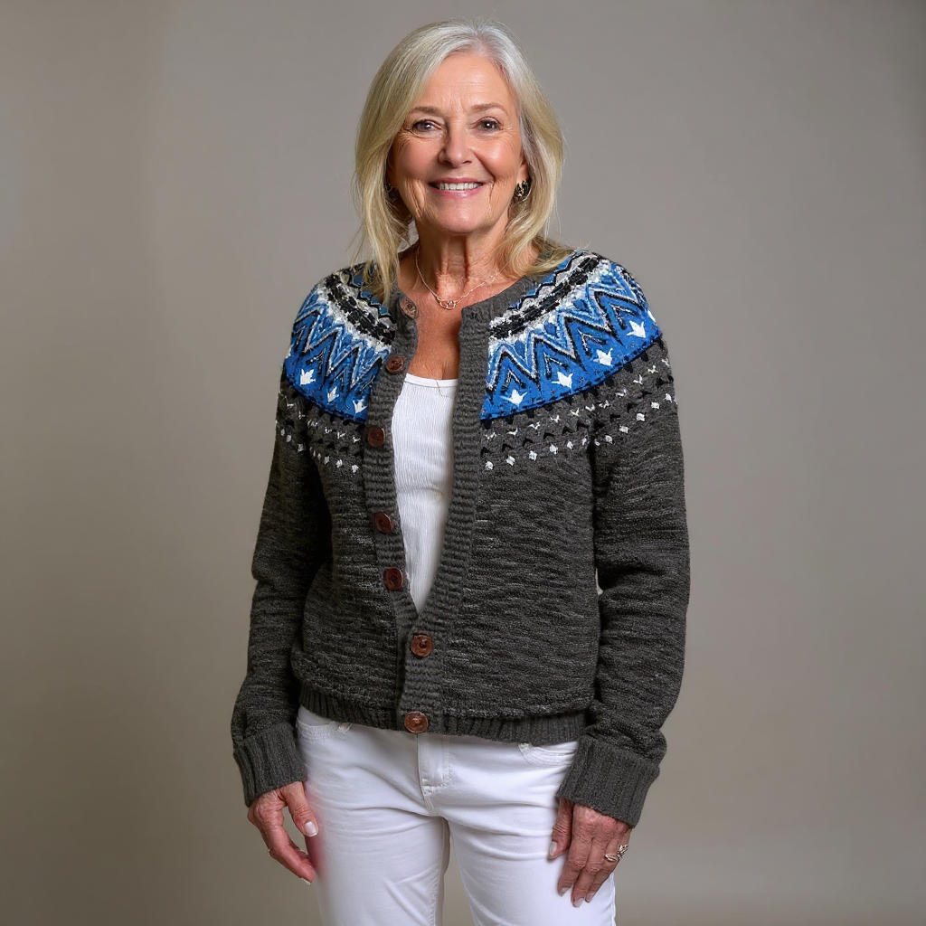 Ramona | Cárdigan de Punto Jacquard Estilo Fair Isle