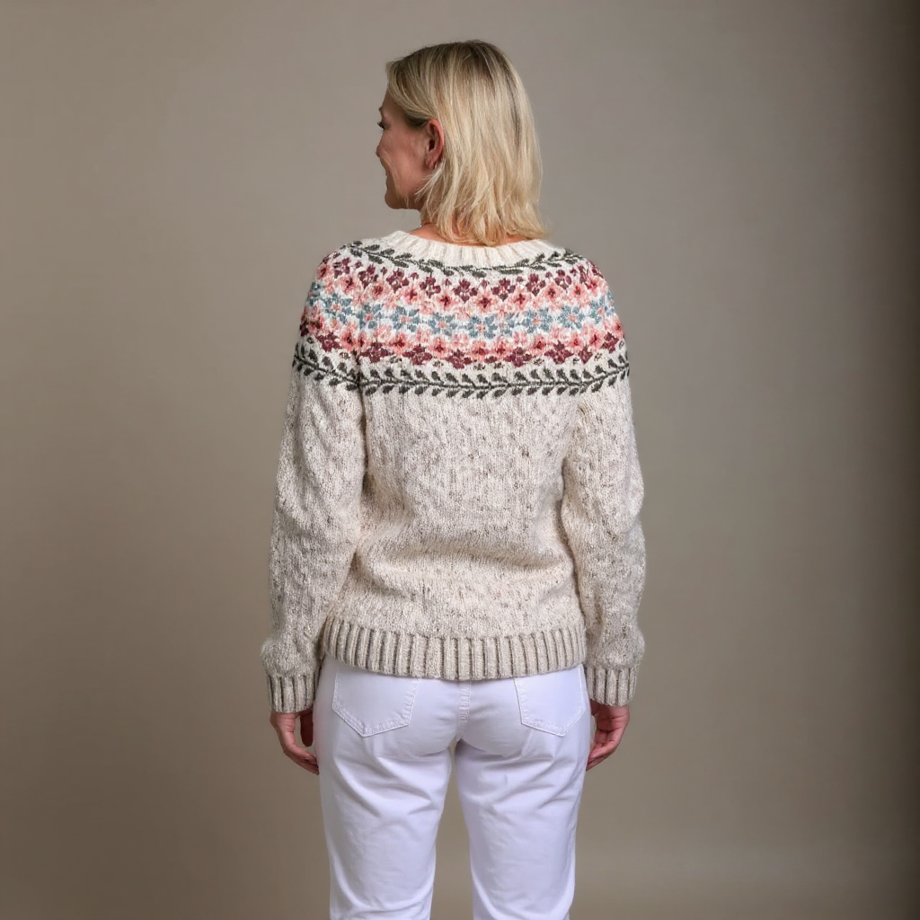 Carolina | Cárdigan de Punto Nórdico con Canesú Jacquard