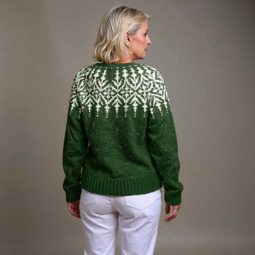 Nadia | Cárdigan de Punto Nórdico con Canesú Jacquard