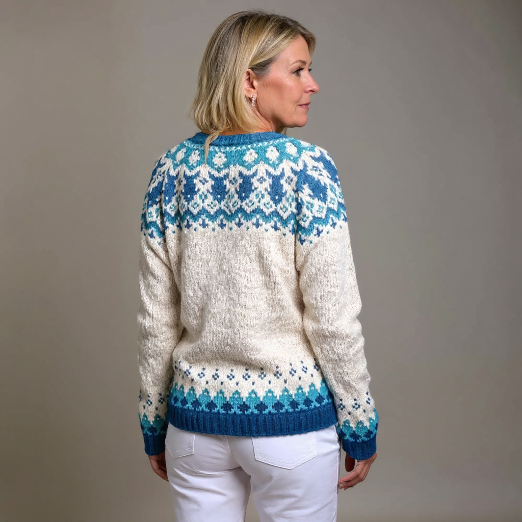 Rita | Cárdigan de Punto Nórdico con Canesú Jacquard