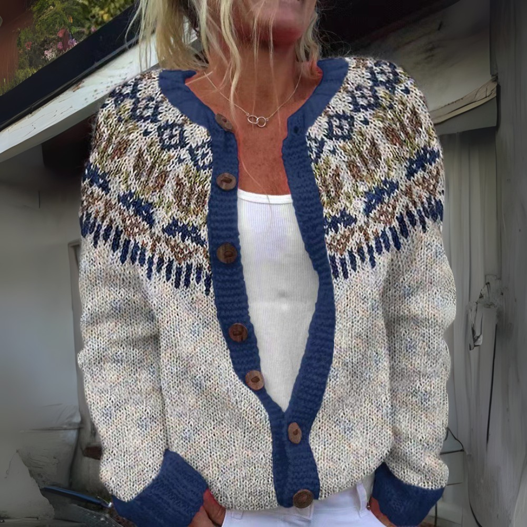 Nuria | Cárdigan de Punto Jacquard Estilo Fair Isle