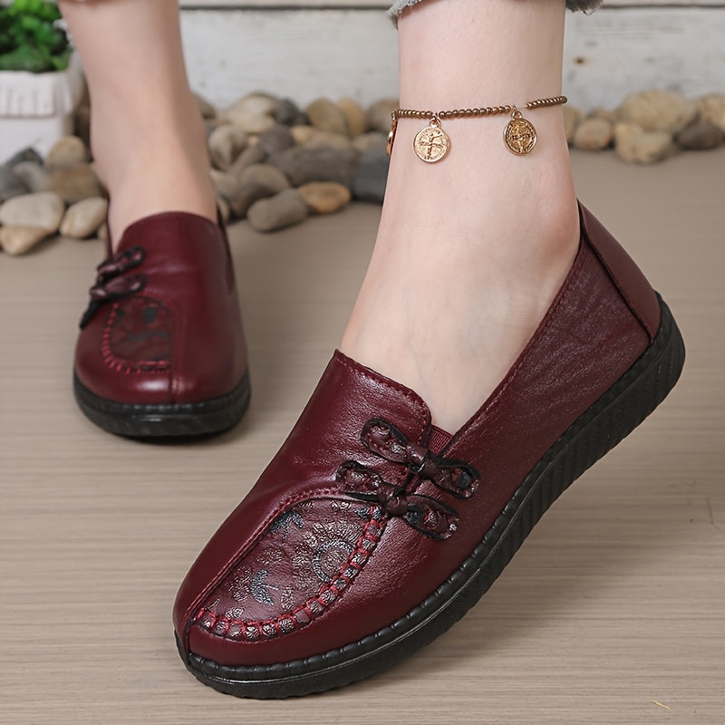 Josefina | Mocasines Blandos con Medallón Floral y Lazada