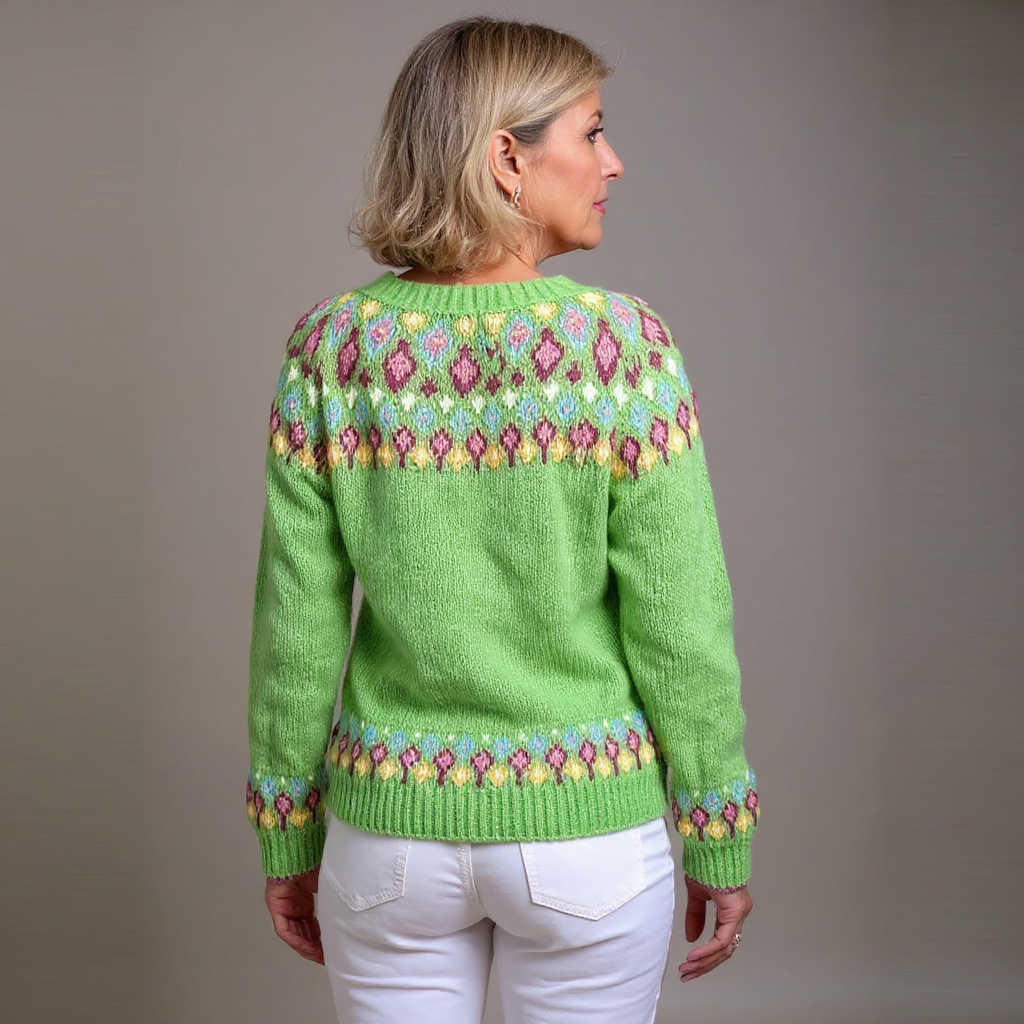 Silvia | Cárdigan de Punto Nórdico con Canesú Jacquard