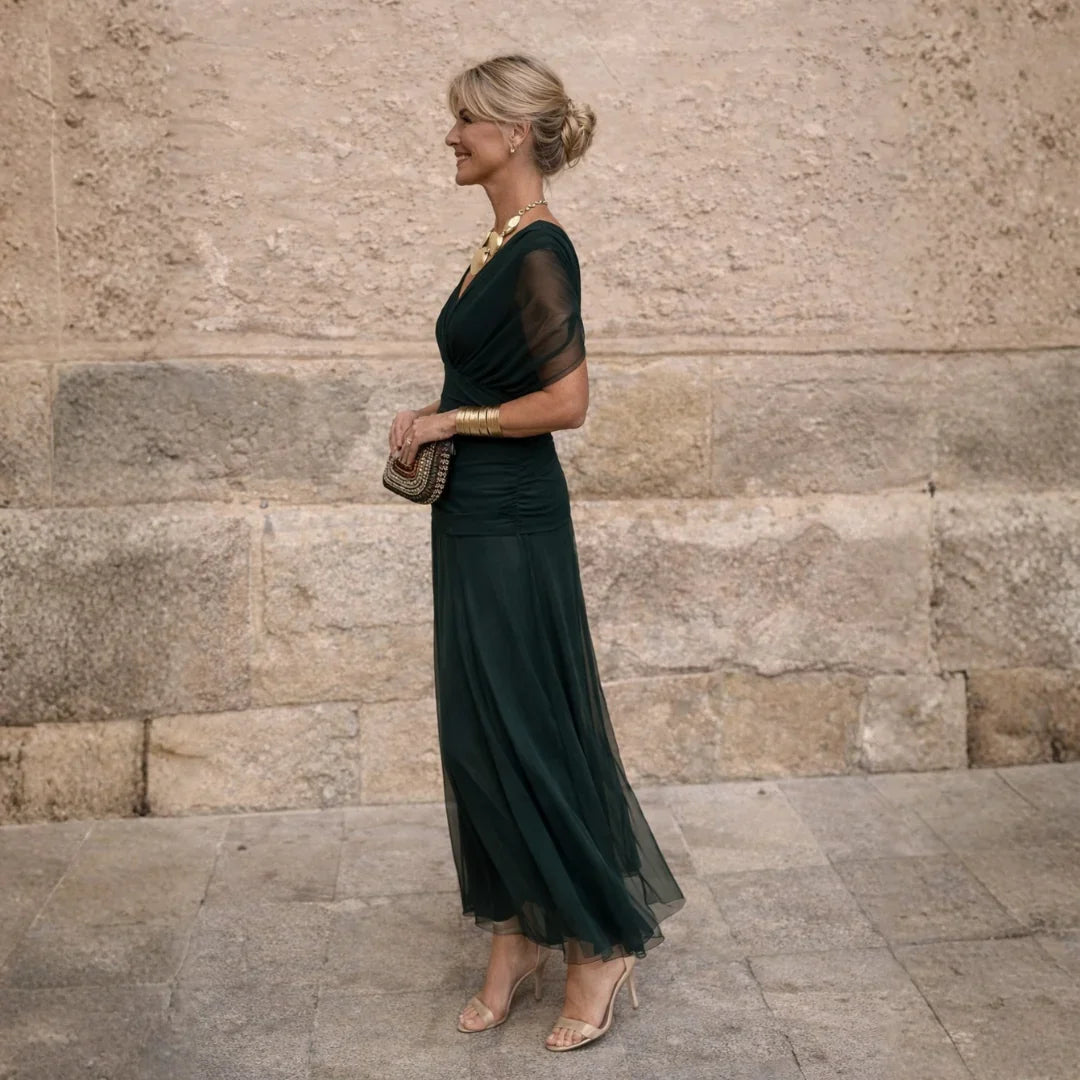 Elisa | Vestido Largo Plisado en Verde