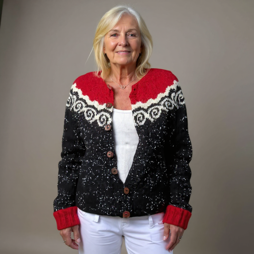 Ofelia | Cárdigan de Punto Fair Isle con Canesú Tejido