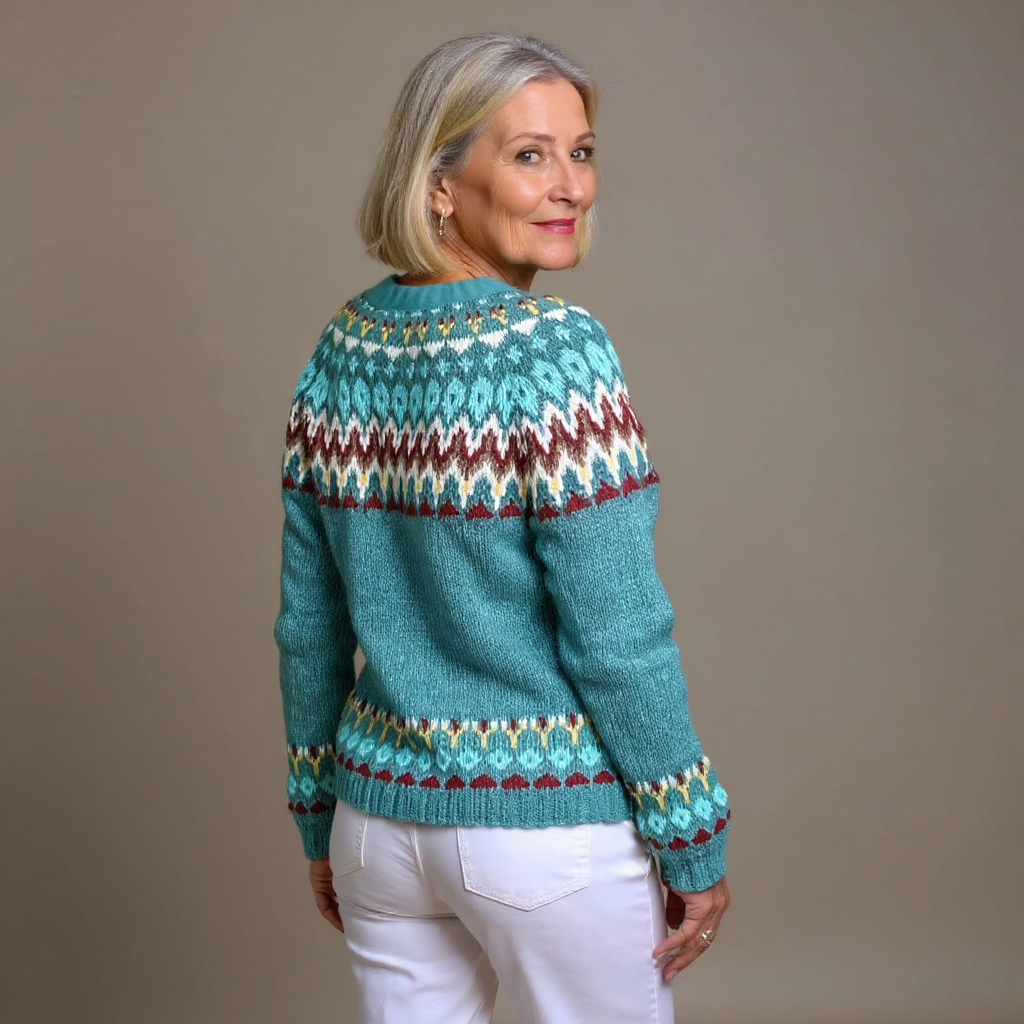 Lorena | Cárdigan de Punto Fair Isle con Canesú Tejido