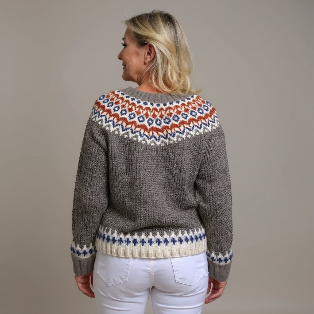 Luna | Cárdigan de Punto Nórdico con Canesú Jacquard