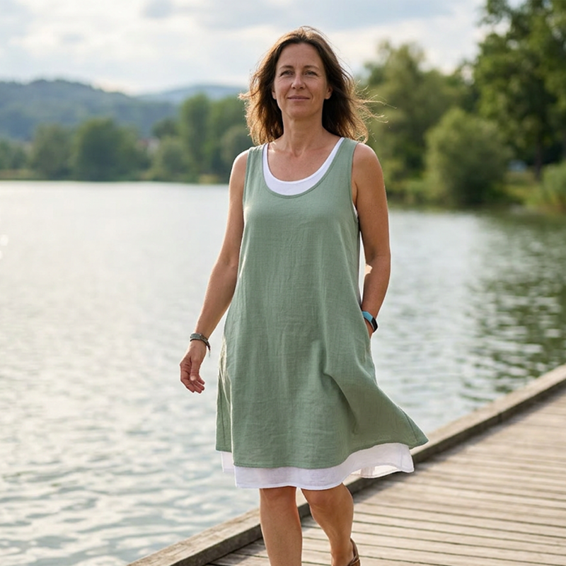 Nora | Vestido Dos Piezas de Tirantes, Corte Amplio y Cómodo