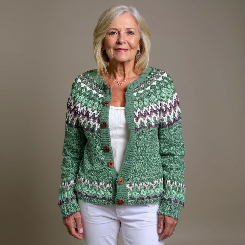 Lila | Cárdigan de Punto Jacquard Estilo Fair Isle