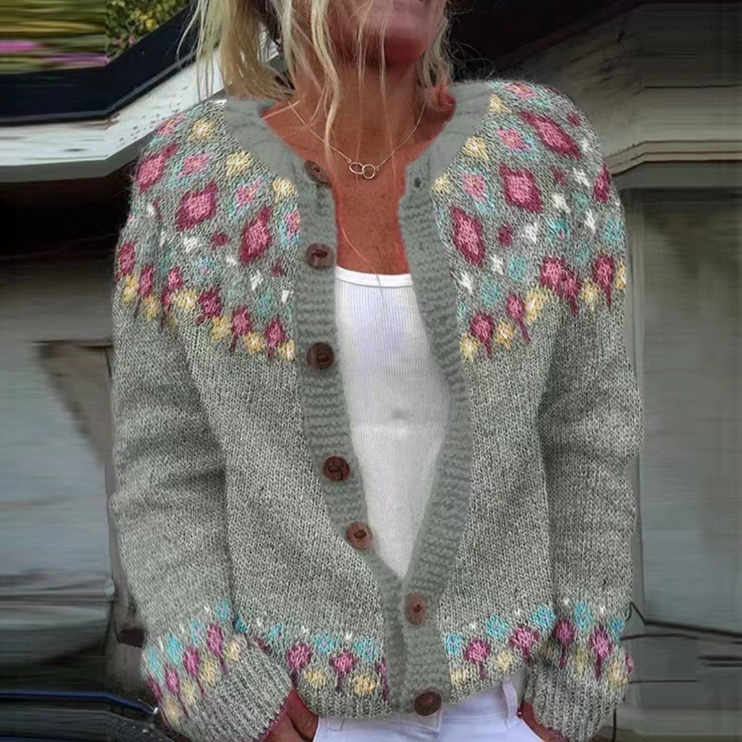 Celia | Cárdigan de Punto Jacquard Estilo Fair Isle