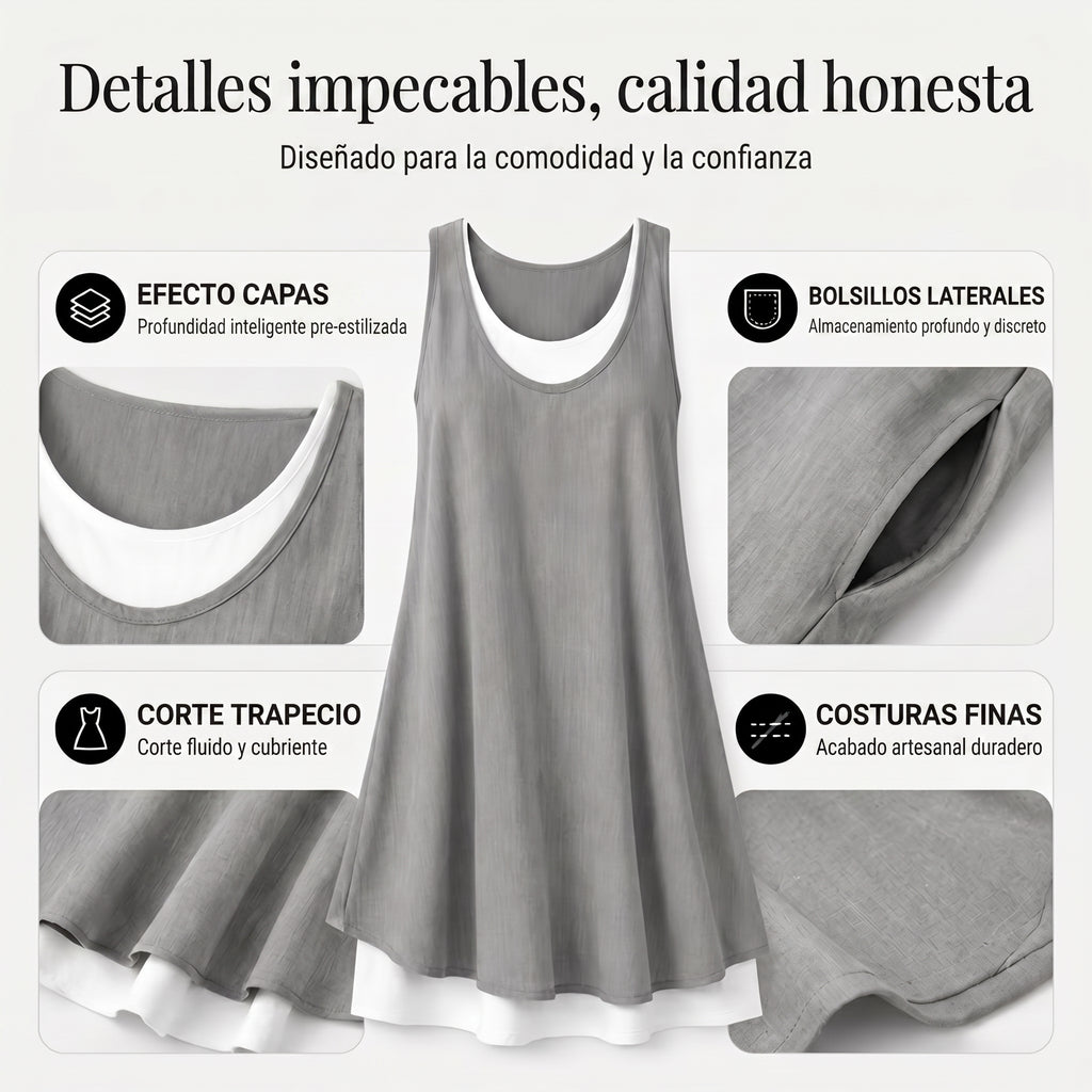 Nora | Vestido Dos Piezas de Tirantes, Corte Amplio y Cómodo