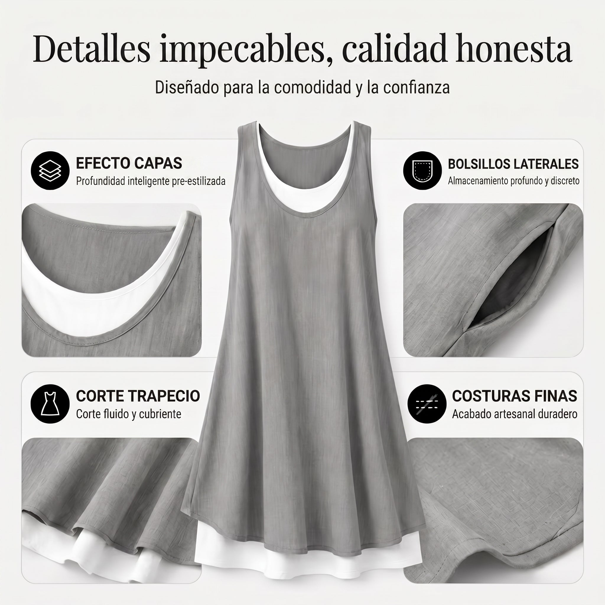 Nora | Vestido Dos Piezas de Tirantes, Corte Amplio y Cómodo