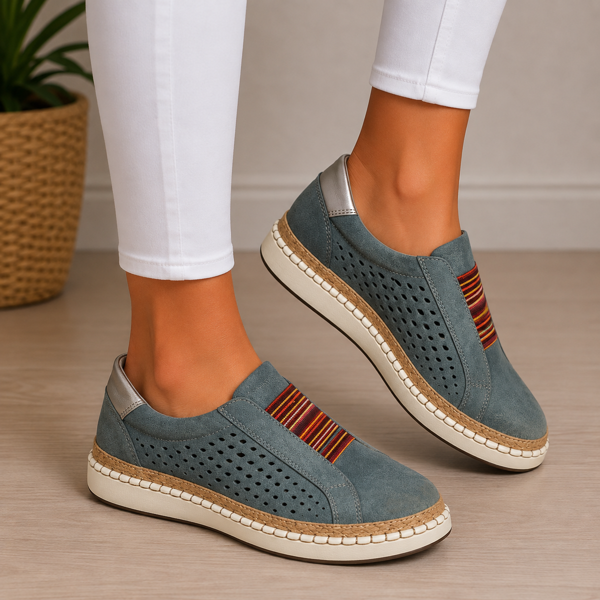 Maribel | Mocasines Calados con Plataforma y Suela de Yute