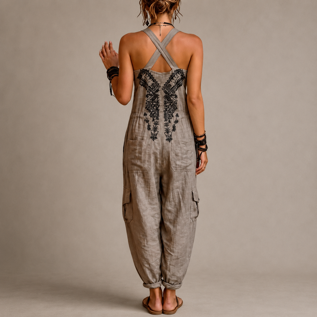 Candela | Mono Bohemio Bordado con Pantalón Amplio