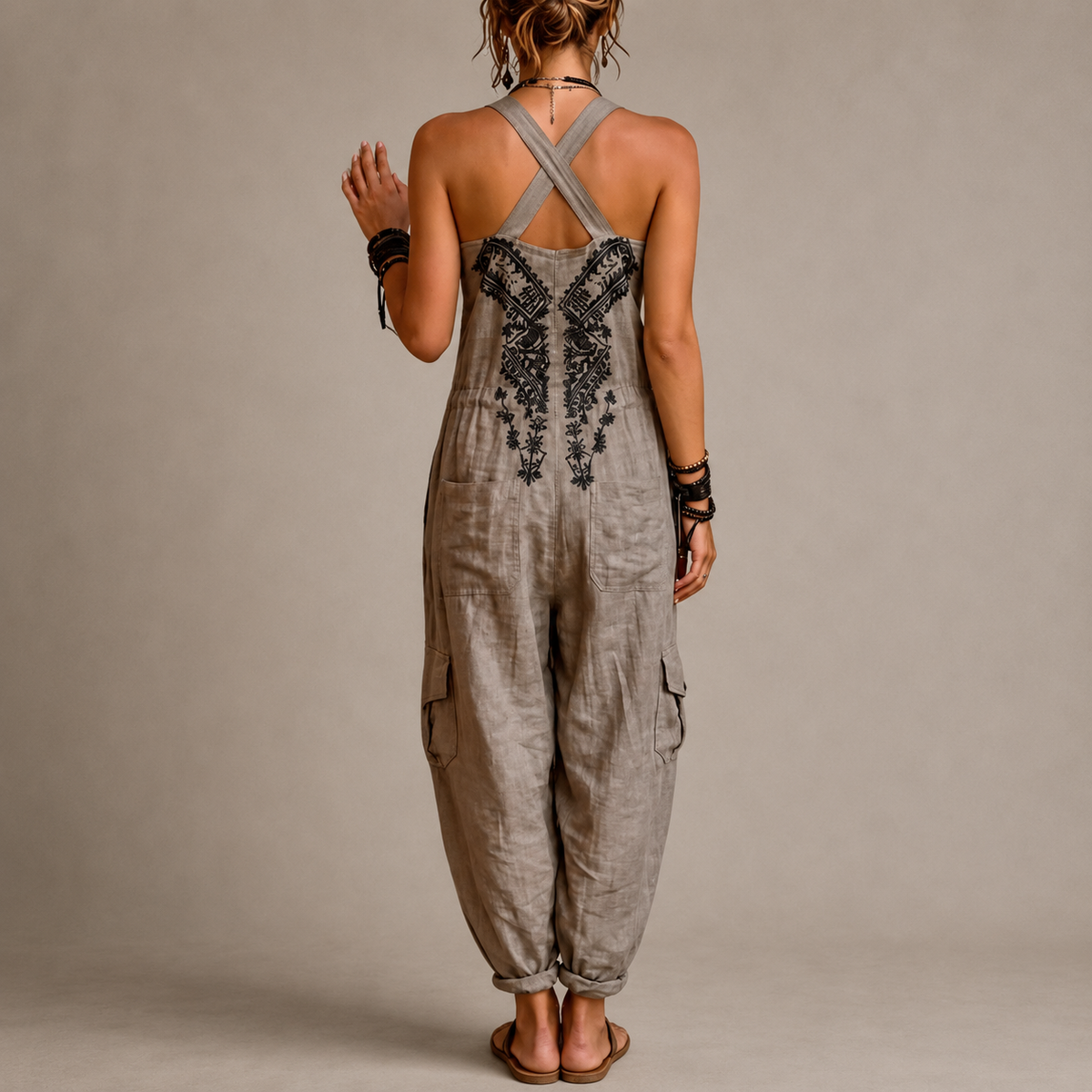 Candela | Mono Bohemio Bordado con Pantalón Amplio