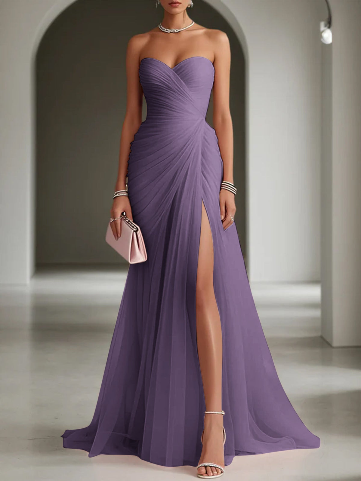 Ariadna | Vestido Largo de Fiesta con Drapeado y Abertura Lateral