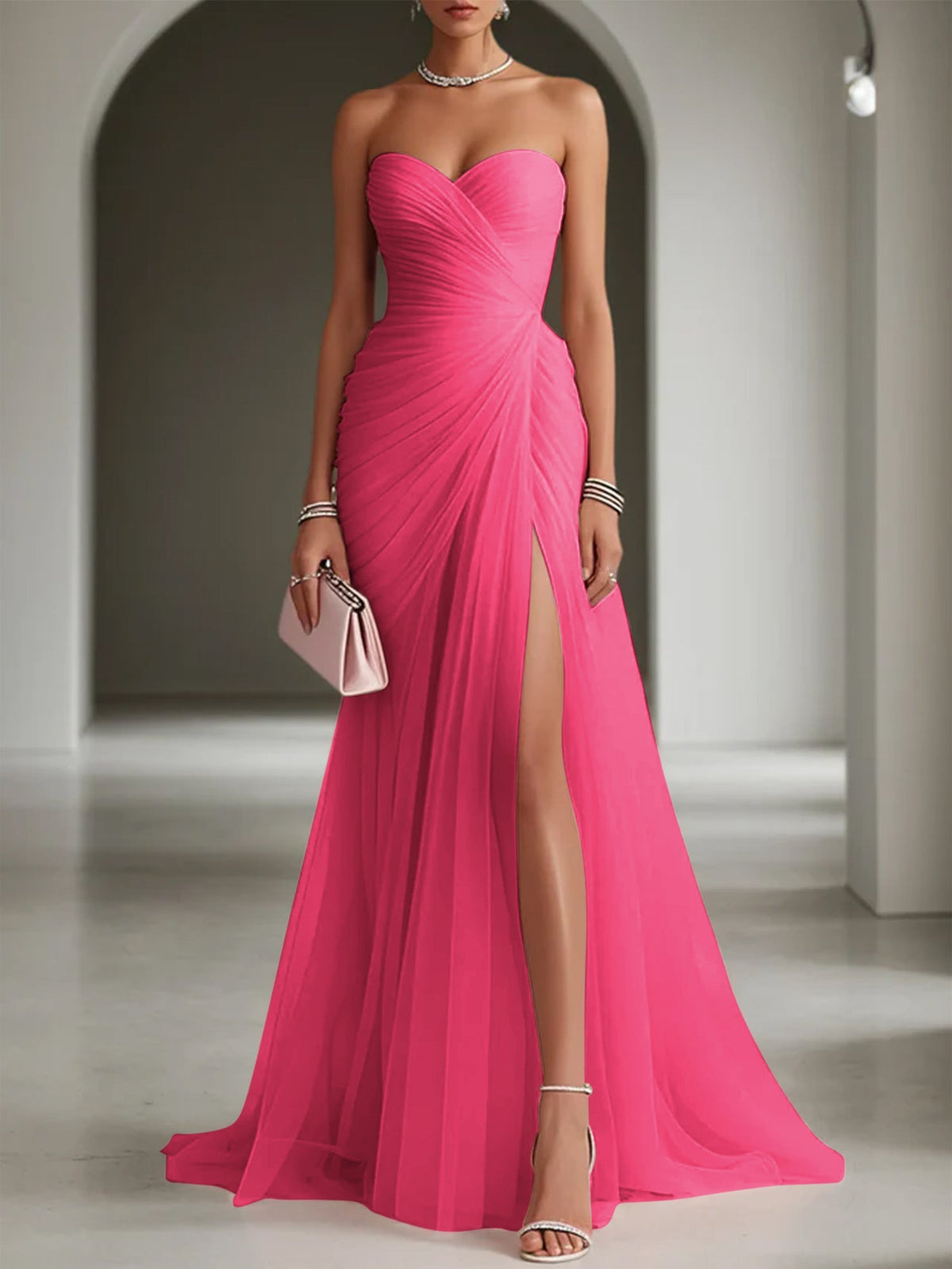 Ariadna | Vestido Largo de Fiesta con Drapeado y Abertura Lateral