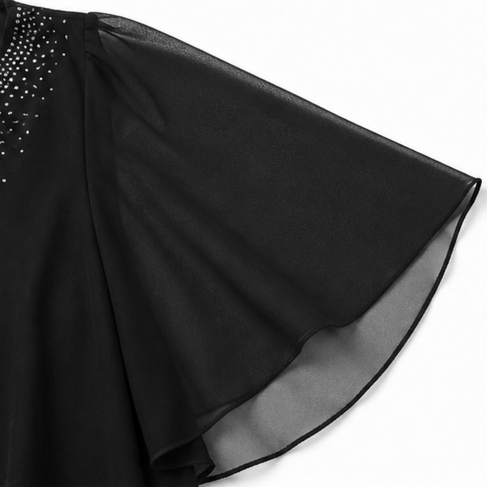 Joaquina | Vestido Midi de Invitada con Capa de Gasa y Escote en Pico