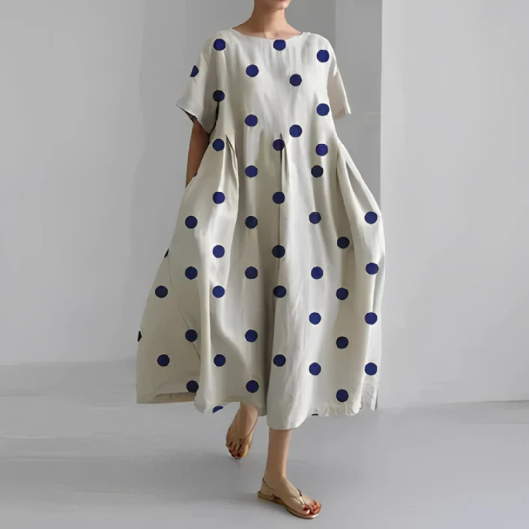 Lara | Vestido Boho Midi Estampado Floral Mujer Manga Corta Corte Amplio