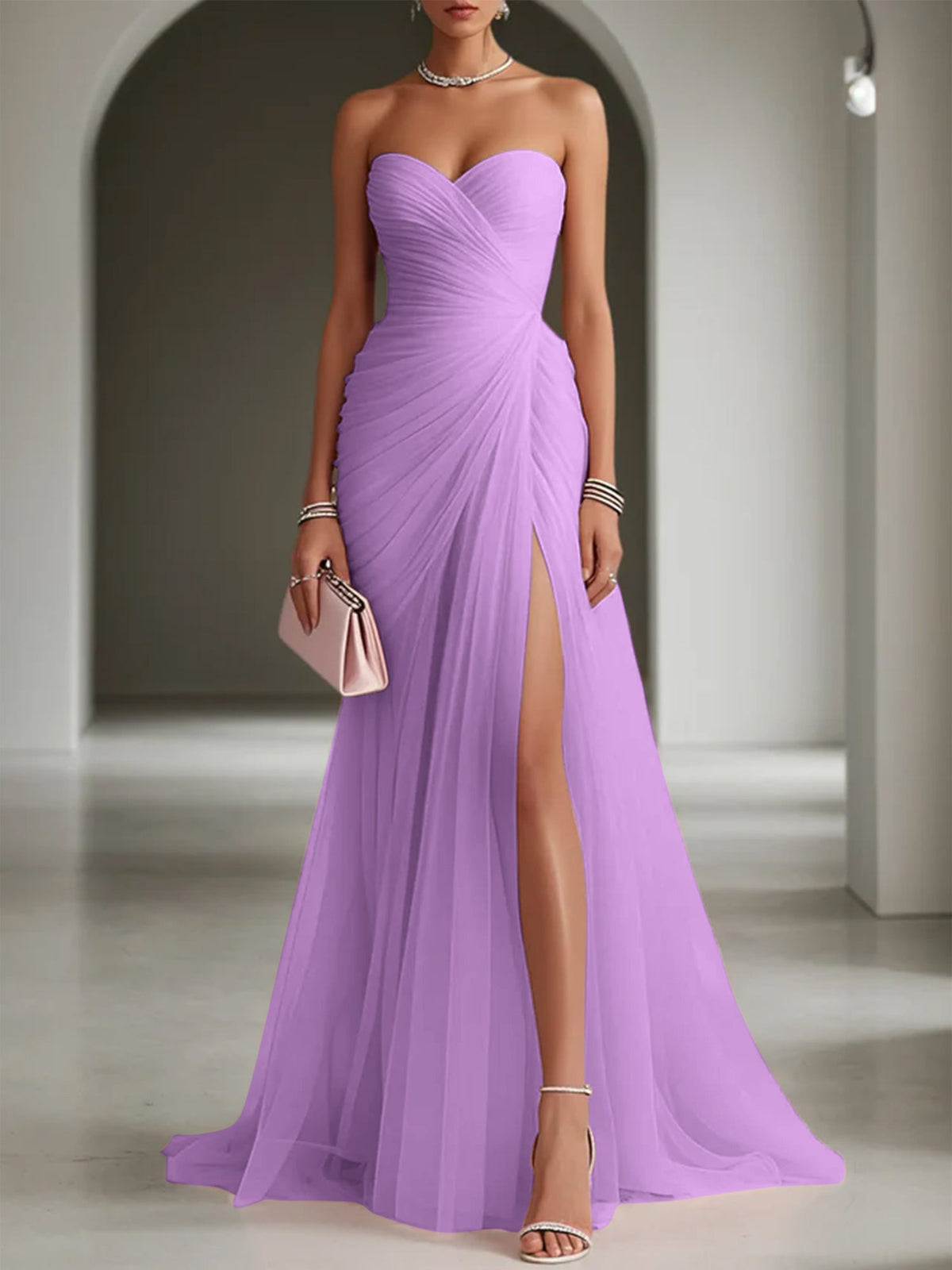 Ariadna | Vestido Largo de Fiesta con Drapeado y Abertura Lateral