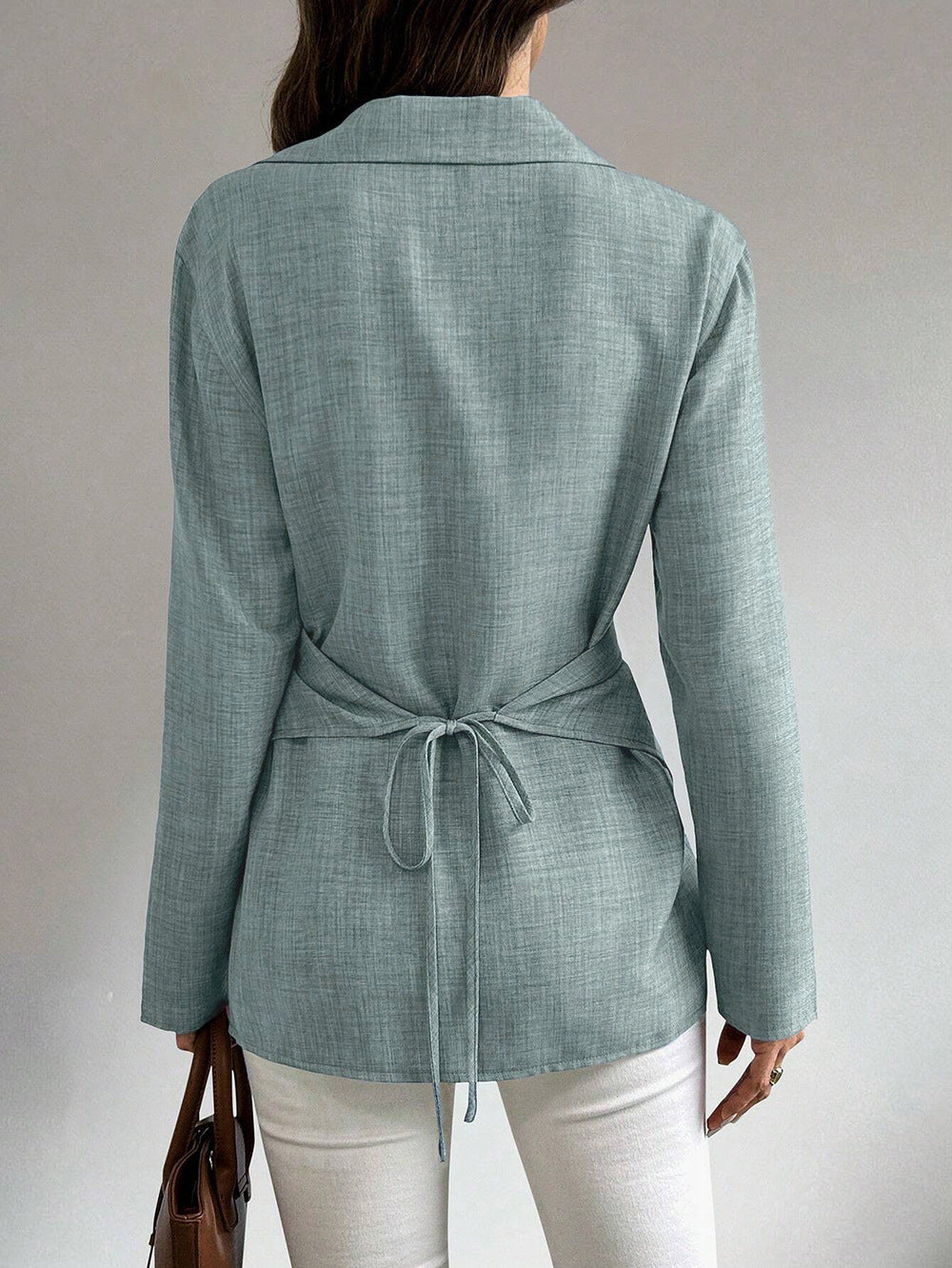 Julieta | Camisa de Lino Cruzada con Lazada Trasera