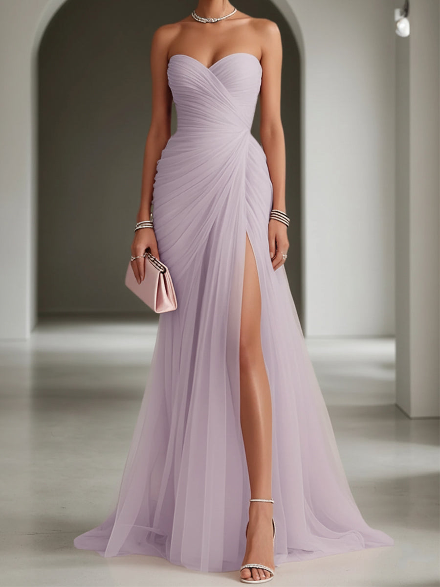 Ariadna | Vestido Largo de Fiesta con Drapeado y Abertura Lateral