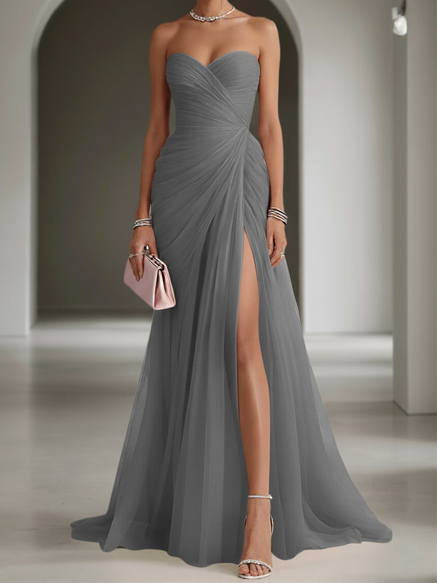 Ariadna | Vestido Largo de Fiesta con Drapeado y Abertura Lateral