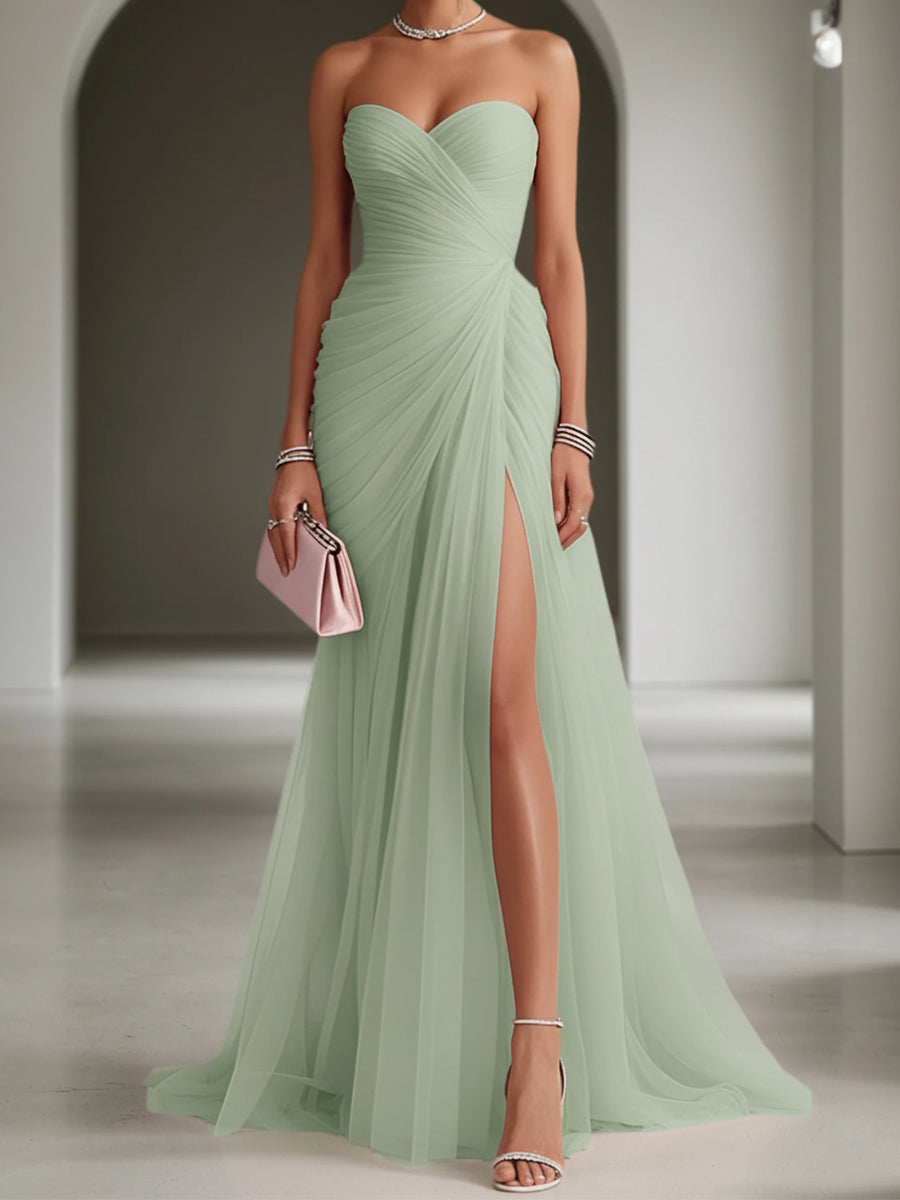 Ariadna | Vestido Largo de Fiesta con Drapeado y Abertura Lateral