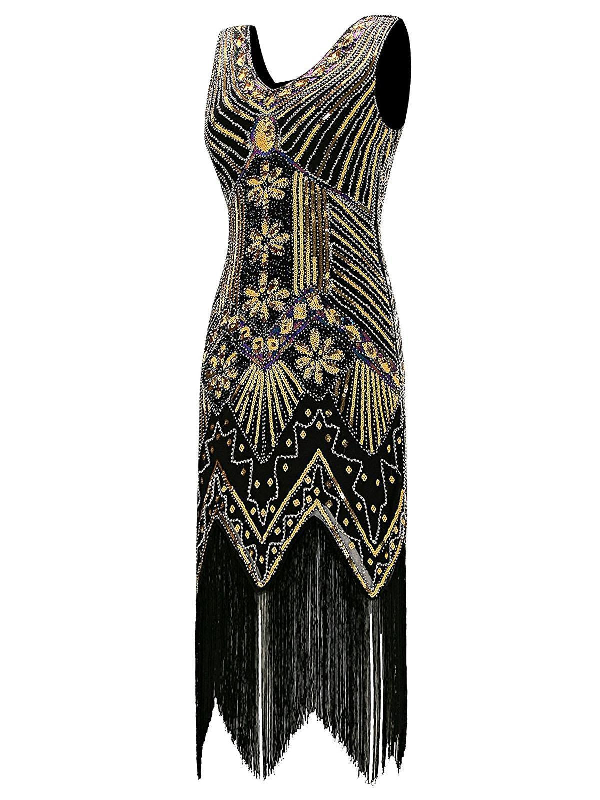 Alba | Vestido de Fiesta con Pedrería y Flecos, Estilo Charleston