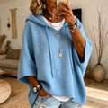 Laura | Jersey Poncho con Capucha en Azul Cielo