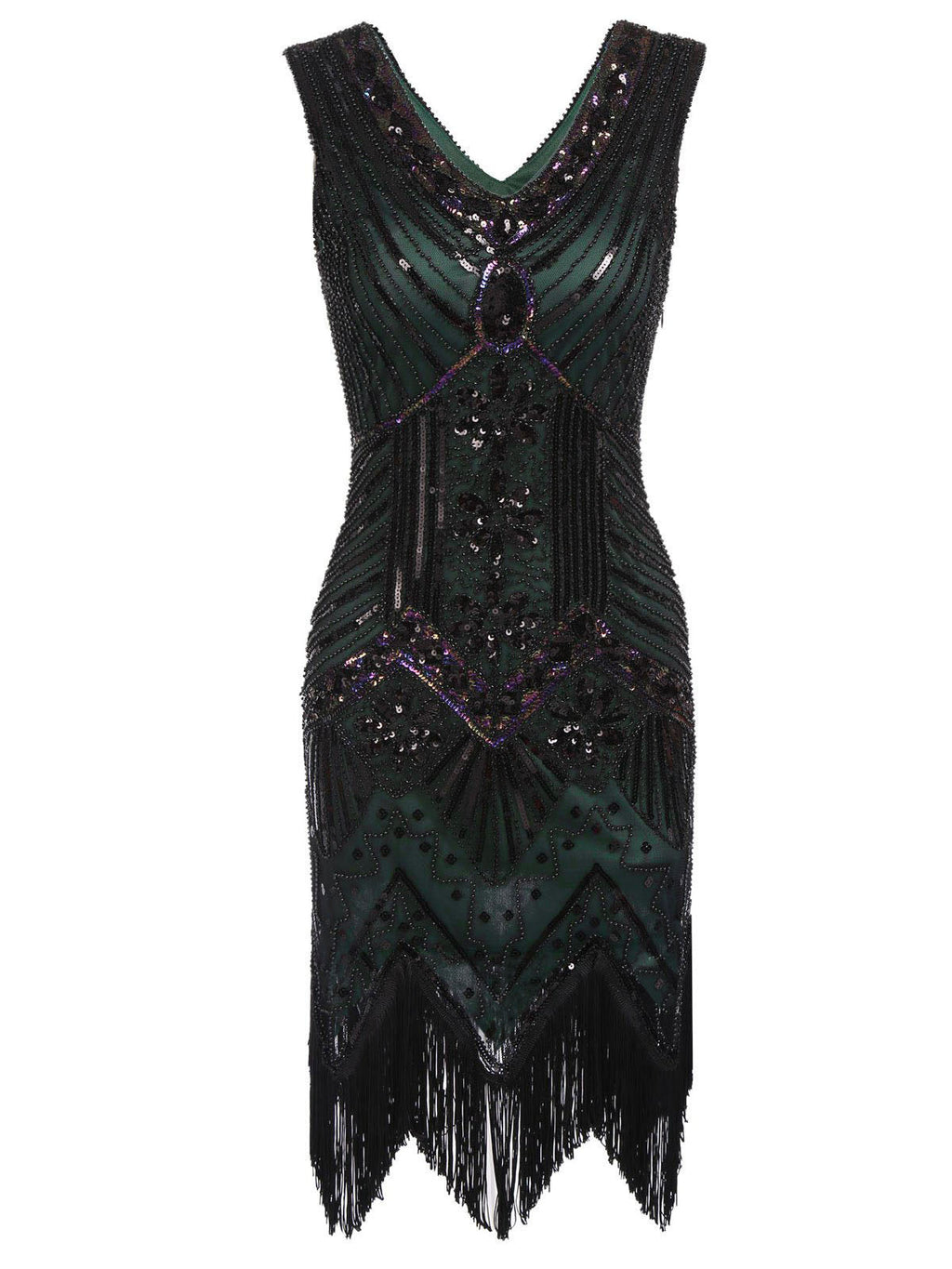 Alba | Vestido de Fiesta con Pedrería y Flecos, Estilo Charleston