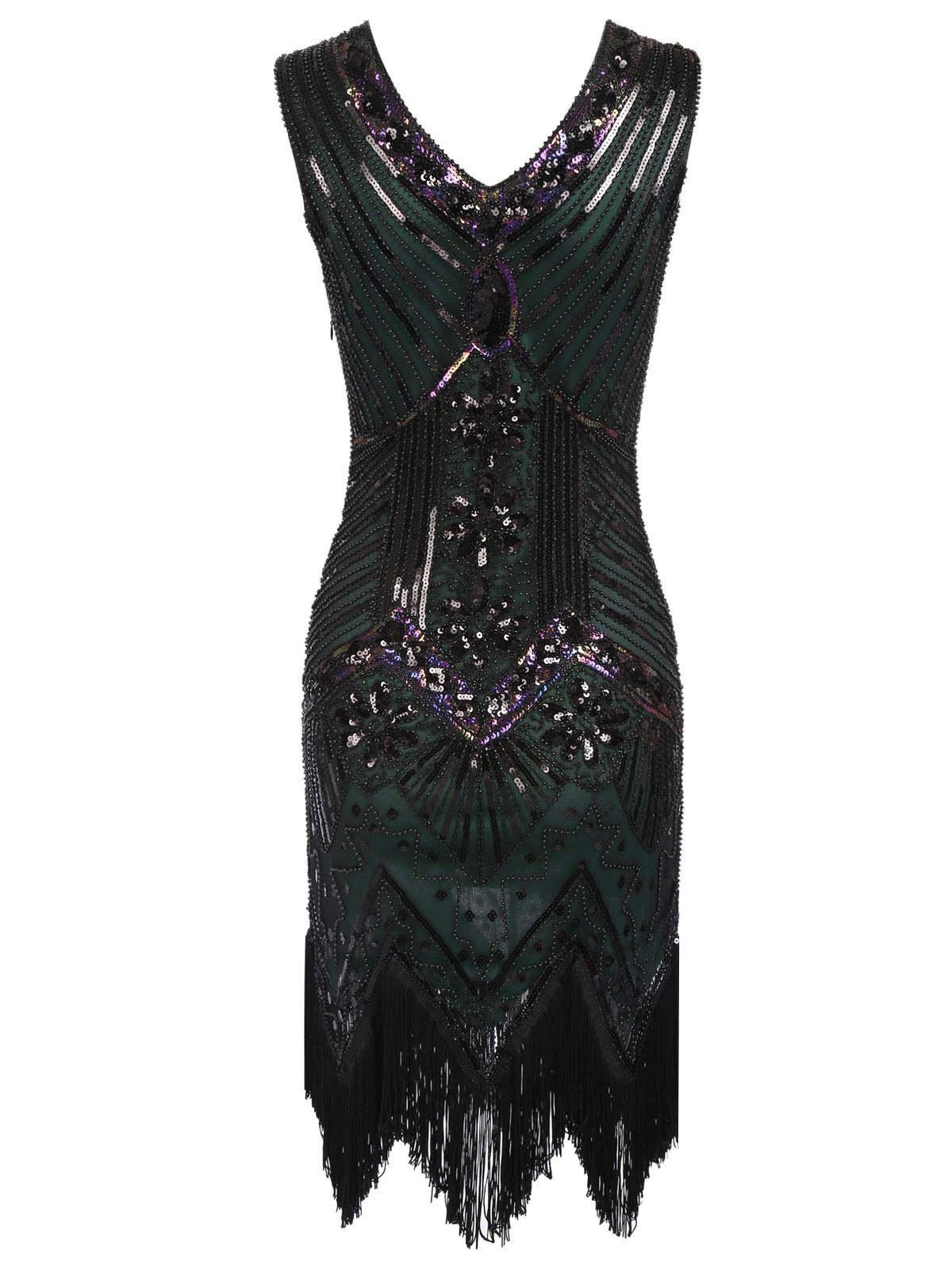 Alba | Vestido de Fiesta con Pedrería y Flecos, Estilo Charleston