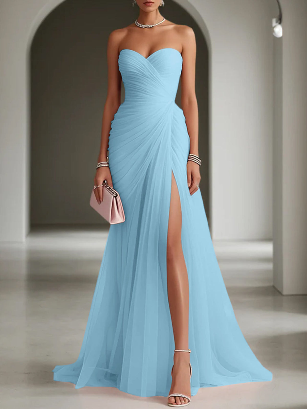 Ariadna | Vestido Largo de Fiesta con Drapeado y Abertura Lateral
