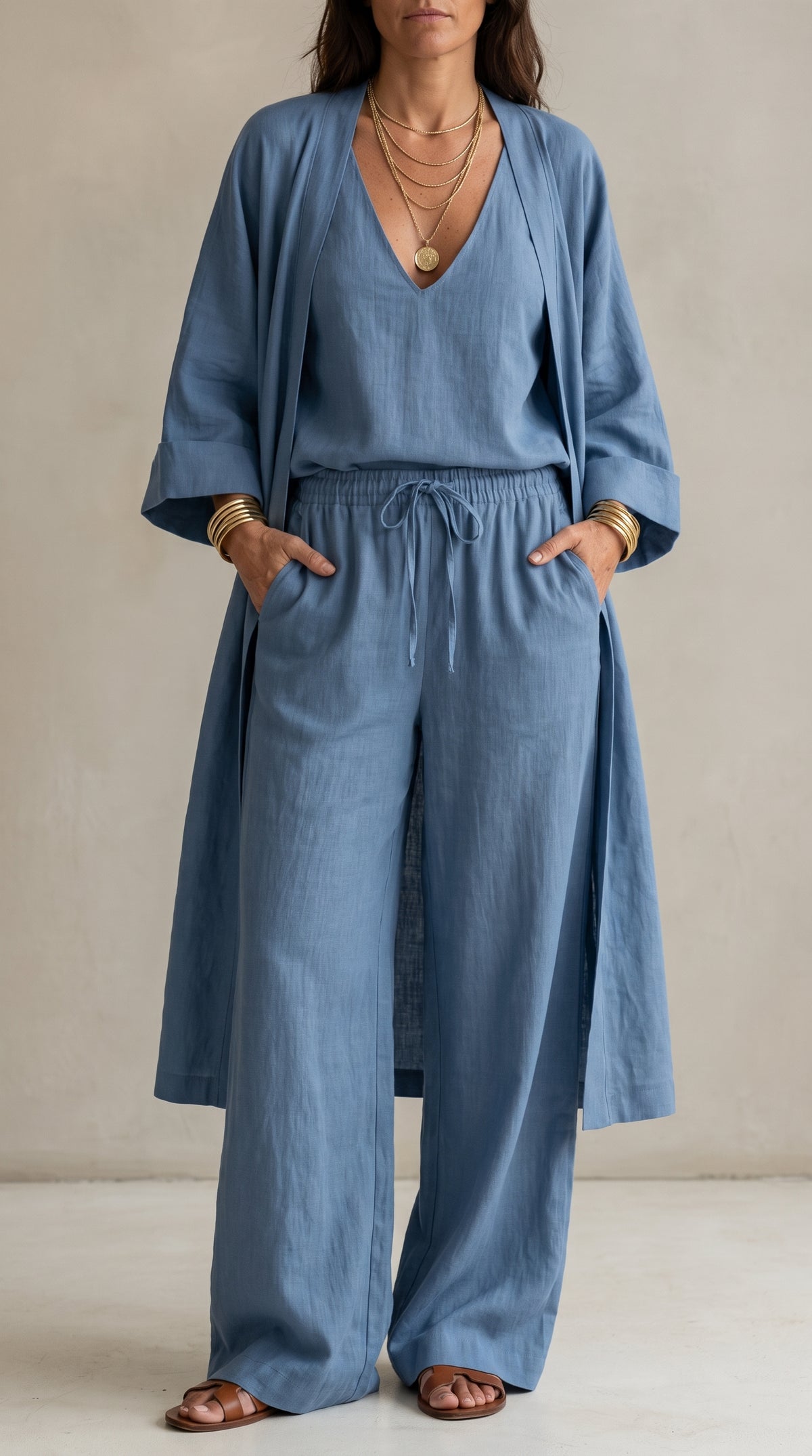 Marina | Conjunto de Tres Piezas de Lino
